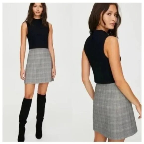 Aritzia Babaton Modern Mini Skirt Check Plaid Size 0 - Picture 4 of 8